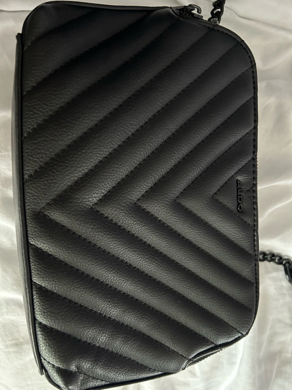 ALDO Black Quilted Chevron Crossbody Bag